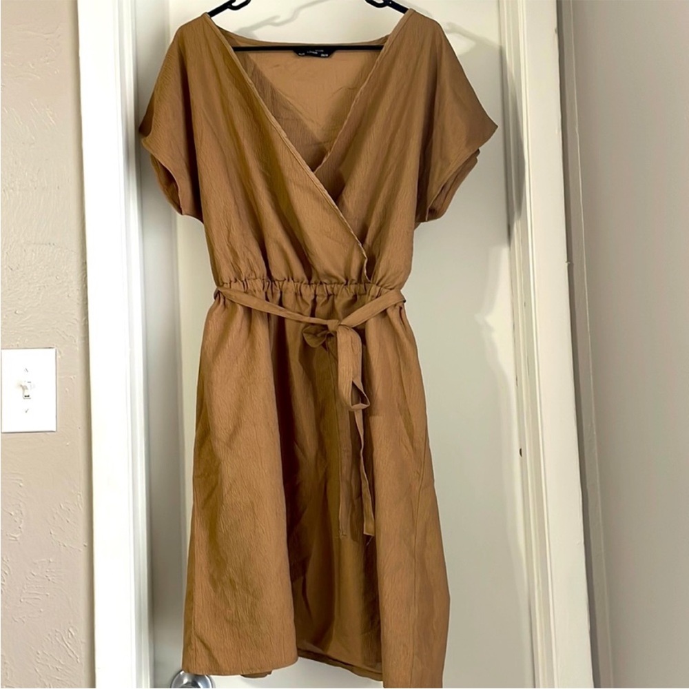 Women’s Wrap Dress with Belt - Brown